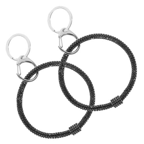 Holibanna Schlüsselband Schlüsselanhänger Armband Schlüsselband 2 Stück Mit Perlen Bestückte Schlüsselanhänger Glitzernde Schlüsselanhänger Für Damen Fitness-Erinnerung Schwarz von Holibanna