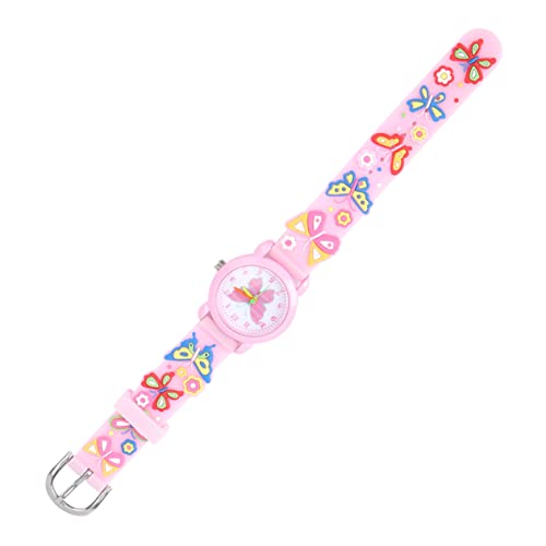 Holibanna 2St Schmetterlingsuhr Kinderuhr Silikon-Uhrenarmband achten Sie auf Modisch Uhrenornament Silikonuhr für Kinder dekorative Armbanduhr empfindlich Anschauen schmücken 3D Metall Rosa von Holibanna