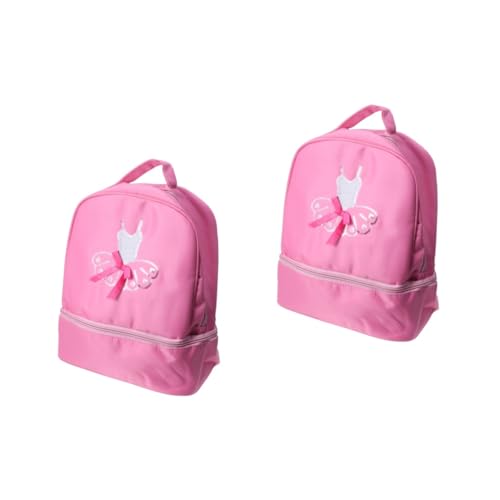 Holibanna 2St Schultasche Seesäcke für unterwegs kreative Balletttanz-Mustertasche schöner Kinderrucksack tragbar Musterpaket Reisetasche Mädchen Tasche mit großem Fassungsvermögen Rosa von Holibanna