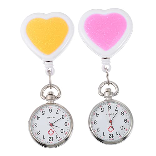 Holibanna 2stücke Hängende Taschenuhr Für Krankenschwester Brustuhr Mit Pfirsich Herz Design Zarte Und Schöne Uhren Aus Hochwertigen Materialien von Holibanna