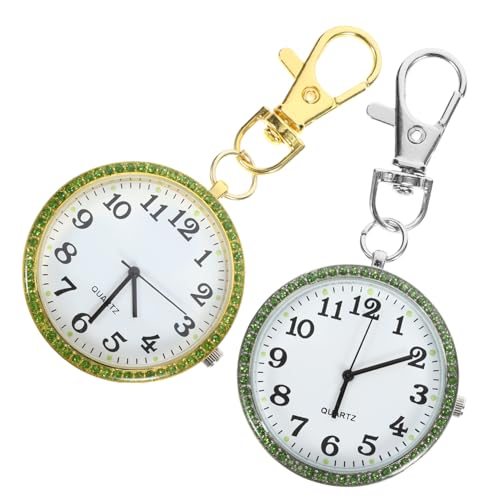 Holibanna 2stücke Taschenuhr Zum Anklipsen Mit Schlüsselanhänger Aus -Legierung Tragbare Clip Taschenuhr von Holibanna