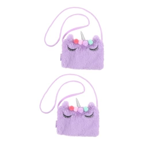 Holibanna 2st Mini-umhängetasche Kosmetiktasche Für Kinder Handtasche Geldbeutel Tragetasche Für Damen Umhängetasche Für Kinder Frauen Plüschtasche Geldbörse Kleines Mädchen Violett von Holibanna