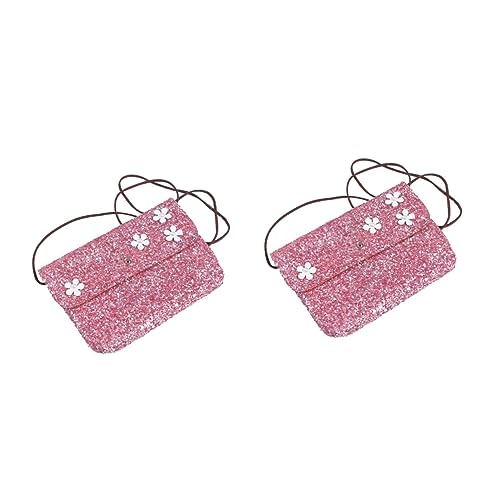 Holibanna 2st Mini-Bote Paillettenbeutel Mini-geldbörse Quadratische Umhängetasche Schultertasche Mit Pailletten Luftpolstertasche Kinder-Einkaufstasche Mädchen Schultertaschen Rosa von Holibanna