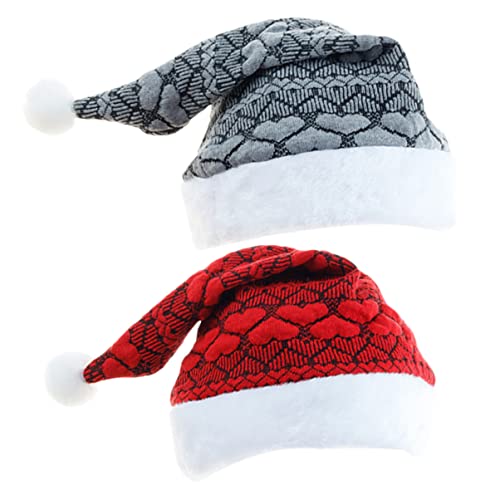 Holibanna 2stücke Weihnachtsmütze Für Erwachsene Plüschkante Rote Und Graue Nikolausmützen Bequemes Material Für Weihnachtsfeiern Und Festliche Anlässe von Holibanna