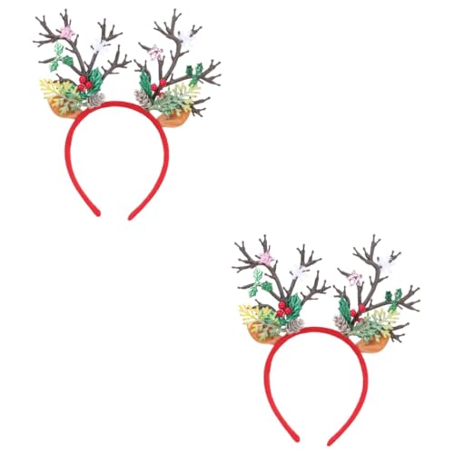 Holibanna 2St Weihnachtsstirnband Weihnachten Rentiergeweih Kopfschmuck Halloween-Elfen-Stirnbänder Haarbänder Tiara weihnachtliche Innendekoration Weihnachtskopfschmuck Erwachsener Haarring von Holibanna