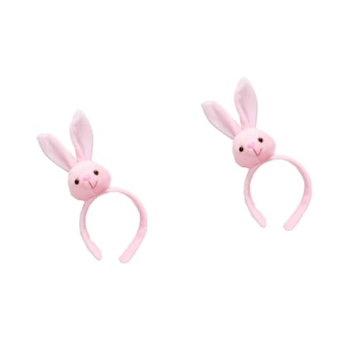 Holibanna 2St flauschige Hasenohren Ostern Stirnbänder kuscheltier Haarbänder Tiara Party liefert Kopfschmuck Kaninchen-Stirnband dreidimensional Haarring Partybedarf Kopfbedeckung Kind Rosa von Holibanna