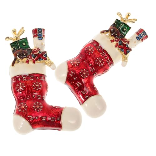 Holibanna Schal 2St geschenke originell weihnachtsmode jewelon dekorative Brosche Feiertags-Kristallbrosche Weihnachtsbrosche Weihnachtsfrau Brustnadel Persönlichkeit Weihnachtsstiefel von Holibanna