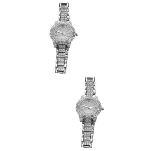 Holibanna 2St volle Diamantuhr Geschäftsanzug Armband für Männer Herrenuhr Damenuhren einzigartige Armbanduhr stilvolle Uhr für Herren Mode schmücken Passen Anschauen Mann Quarz von Holibanna