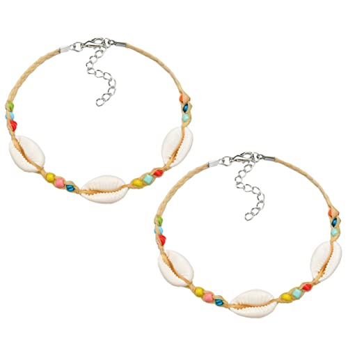 Holibanna 2stücke Bohemian Stil Bunte Armbänder Reis Perlen Muschel Fußkettchen Schmuck Robust Und Langlebig Für Kombination Mit Kleidung Und Accessoires von Holibanna