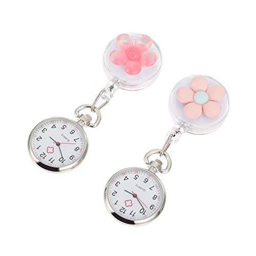 Holibanna 2stücke Taschenuhr Zum Anstecken Mit Blumenmuster Quarzuhr Für Krankenschwestern Tragbare Uhr Langlebiges Material Praktische Uhr Für Medizinisches Personal von Holibanna
