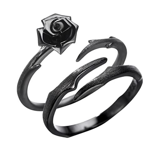 Holibanna 2 Stück Paarringe S925 Silber mit Dorn Rose Muster Fingerringe für Paare für Verlobungen und Besondere Anlässe von Holibanna