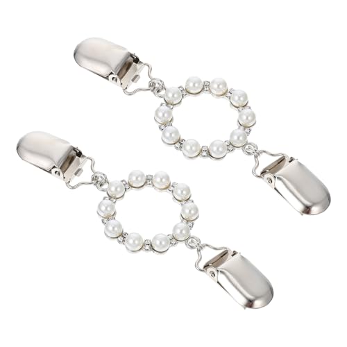 Holibanna 2Stücke Seidenschal Schnalle mit Perlen Design Kleiderbrosche für Cardigans Pullover Vielseitige Schal Clips für Damen Modisches Accessoire zur Verschönerung von Holibanna