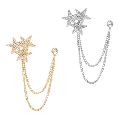 Holibanna 2Stücke Sternkette Brosche Pin Abzeichen für Damen Herren Kreatives Design mit Funkelnden Akzenten für Jede Kleidung Perfektes für Familie von Holibanna