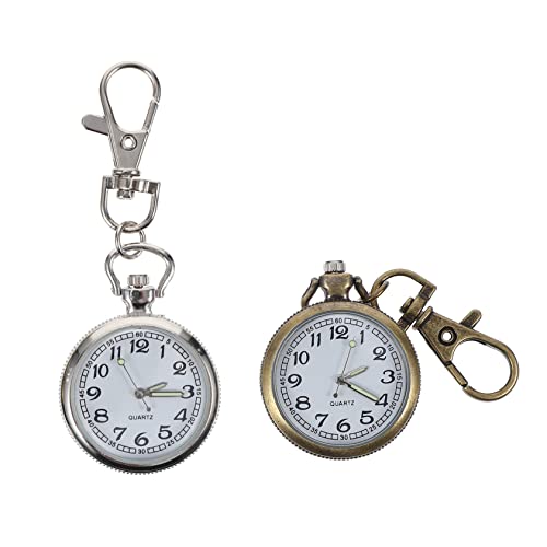 Holibanna 2stücke Retro Quarz-taschenuhr Schlüsselanhänger Für Krankenschwestern Studenten Und Ältere Menschen Leichtes Design Mit Karabiner Für Stilvolle Aufbewahrung von Holibanna