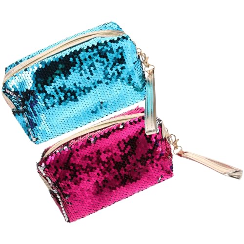 Holibanna 2stücke Glitzer-geldbörsen Herzform Make-up-Tasche Tragbar Für Mädchen Frauen Zufällige Farbe Münzbörse Leicht Mitnehmen Für Kleingeld Scheine Schlüssel von Holibanna