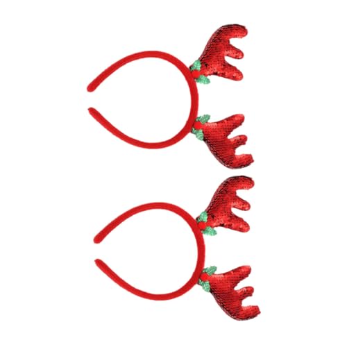Holibanna 2 Stück Dekoratives Weihnachtshaarband Mit Pailletten Geweih Party-cosplay-zubehör Kreatives Weihnachtskopfschmuck Aus Hirschhorn Für Erwachsene Und Kinder in Rot von Holibanna