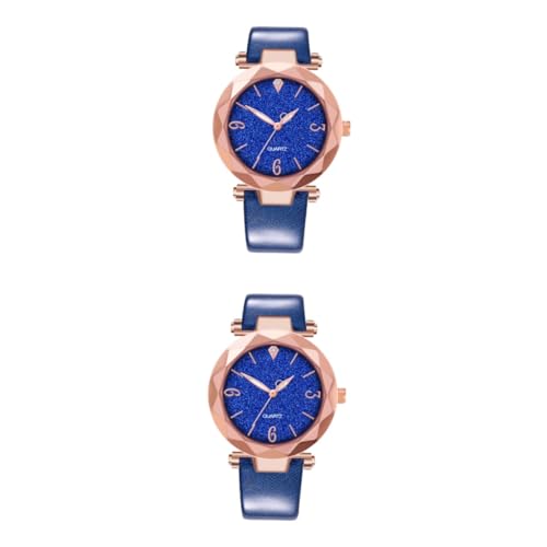 Holibanna 2st Lederuhr Damen Uhr Mit Strass-Design Frauen Quarzuhr Frauen Schauen Zu Einfache Uhr Frauen Ledergürtel Ansehen Mädchen Sehen Uhrenarmband Aus Leder Beiläufig Fräulein Modeuhr von Holibanna