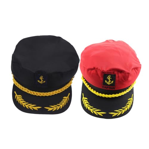 Holibanna 2stücke Verstellbare Kapitänsmützen Für Erwachsene Komfortable Cosplay-hüte Für Themenpartys Yachten Und Sommerveranstaltungen Hochwertiger Bestickung von Holibanna