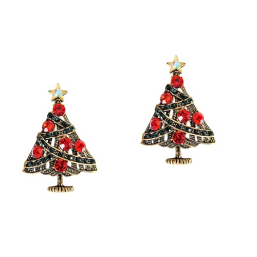 Holibanna 2St Weihnachts-Strass-Anstecknadeln Strass-Weihnachtsbaum-Brosche Schmuck dekorative Stifte Weihnachtsstifte Frauen Brosche Weihnachtsbrosche niedlich Weihnachtssocken Fräulein von Holibanna