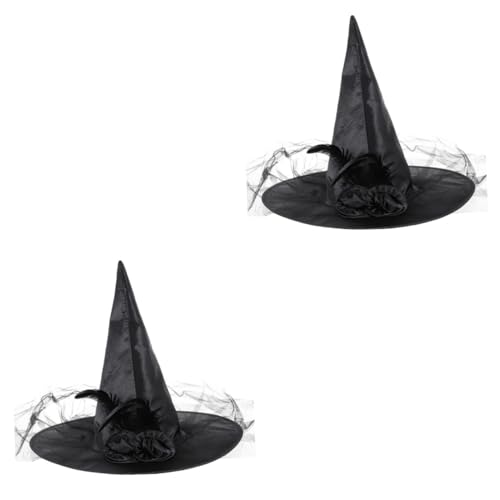 Holibanna 2st Halloween-hexenhut Rosendekor Erstlingsmütze Abschlussballdekorationen Abschlussball Requisiten Maskerade Dekorationen Festliche Partyartikel Cosplay Kind Stoff Kopfbedeckung von Holibanna