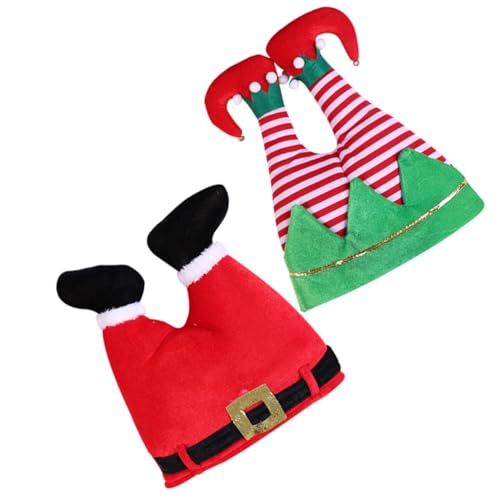 Holibanna 2st Hut Weihnachtsmann- Und Elfenhosenhüte Winterurlaub Mütze Weihnachtsgeschenk Wintermütze Aus Baumwolle Weihnachtsfeiertags-gastgeschenke Zylinder Weihnachten Vater Flanell von Holibanna