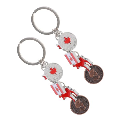 Holibanna 2 Stück Kanadische Flagge Schlüsselanhänger Aus Zinklegierung Gepäckanhänger Mit Nationaler Deko Reisegeschenk von Holibanna