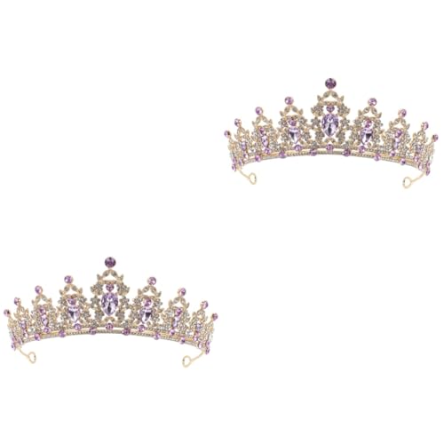 Holibanna 2St Krone Hochzeitskopfschmuck Haarschmuck für Mädchen Hochzeitsdekorationen Ornament Hochzeits-Tiara Braut-Tiara-Schmuck Prinzessin Kopfbedeckung Stirnband Fräulein Zink legierung von Holibanna