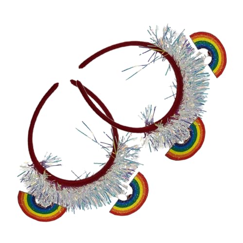 Holibanna 2St Regenbogen-Stirnband Haarreifen Stirnband für Erwachsene Tiara Haarband Haarschmuck Stolz Dekoration Erwachsener Kopfbedeckung Dekorationen schmücken Fräulein von Holibanna