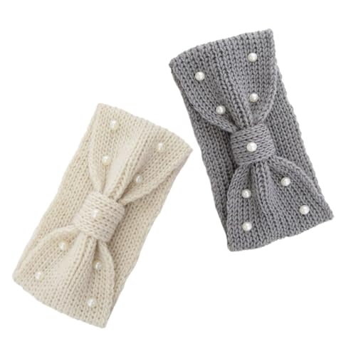 Holibanna 2stücke Gestrickte Stirnbänder Für Damen Winter-ohrenwärmer Mit Perlen-häkel-details Atmungsaktives Elastischer Turban-wickel Für Outdoor-aktivitäten von Holibanna