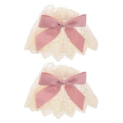 Holibanna 2stücke Lolita Spitzen-handgelenksmanschetten Mit Schleife Weiße Elastische Armbänder Für Hochzeiten Halloween Bälle Und Teepartys Für Romantische Looks von Holibanna