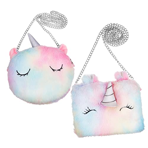 Holibanna Süße Umhängetaschen 2st n Kindergeldbörse Regenbogentasche Shopping-Dating-Tasche Einkaufstasche Süße Umhängetasche Taschen Für Mädchen Kleinkind Handtasche Kleines Mädchen Plüsch von Holibanna