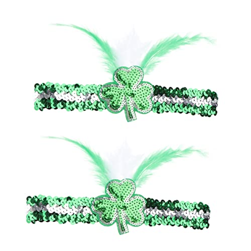 Holibanna 2st Stirnband Damen Stirnbänder Kopfbedeckung Für St. Patrick St. Patricks Day Stirnbänder Patricks Day Party Kopfbedeckung Vierblättriges Kleeblatt Feder Plastik von Holibanna