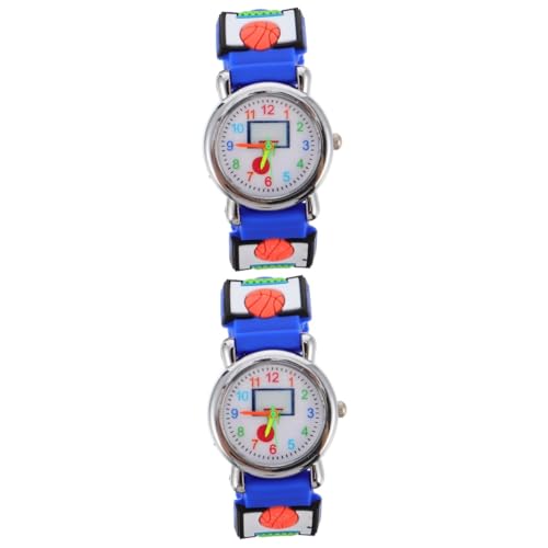 Holibanna 2st Uhr Mit Basketballmuster Mädchenuhr Modeuhr Für Kinder Sportuhr Armbanduhr Kinderuhren Kinder Schauen Zu Cartoon-Uhren Spielzeuguhren Für Kinder Blaue Uhr 3D Junge Plastik von Holibanna