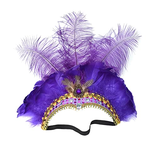 Holibanna 2st Weihnachts Feder Stirnband Weihnachtskopfbedeckung Mädchen Haarband Haargummis Für Frauen Federkopfschmuck Karneval Karneval-stirnband Klappe Gatsby Damen Violett Halloween von Holibanna