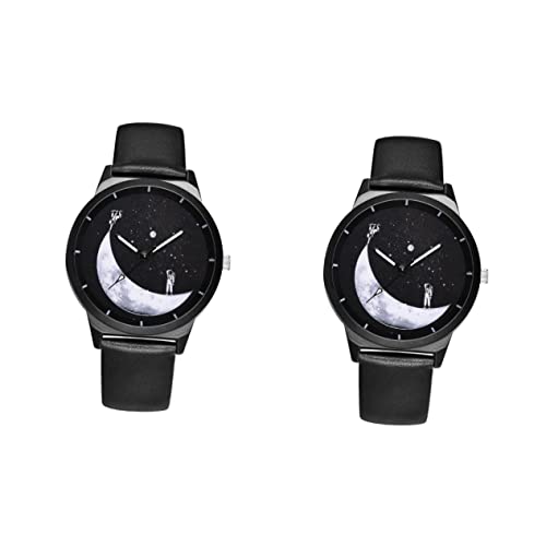 Holibanna 2stücke Astronauten-Uhr Für Damen Und Herren Digitale Anzeige Mit Lederarmband Präzise Zeitmessung Modisches Design Als Für Feiertage Und Besondere Anlässe von Holibanna