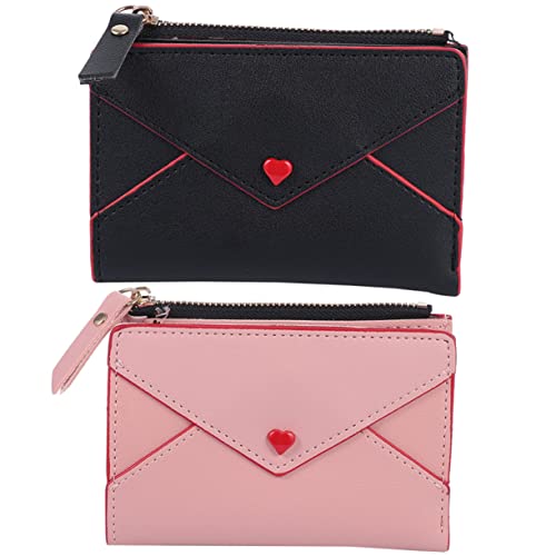 Holibanna 2stücke Damen Pu Geldbörsen Mit Reißverschluss Geldbörse Für Kreditkarten Münzen Und Kleine Gegenstände Für Und Alltag Hellrosa von Holibanna
