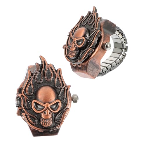 Holibanna 2stücke Retro Finger Ring Uhr Mit Flip-open Cover Kreative Elastische Damen Und Herren-uhren Im Einzigartigen Design Für Täglichen Gebrauch Schmuckstück von Holibanna