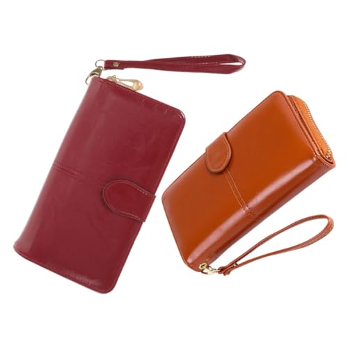 Holibanna 2stücke Retro Geldbörse Für Frauen Große Kapazität Multifunktionale Kartenhalter Tragbare Geldtasche Für Handy Und Kleine Gegenstände Und Weinrot von Holibanna