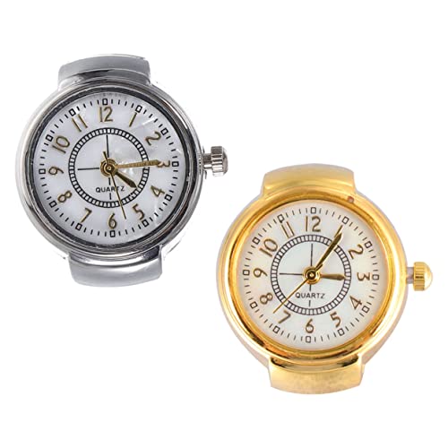Holibanna 2stücke Vintage -uhr Mit Goldenen Und Silbernen Ziffernblättern Dekorative Fingeruhr Für Und Frauen Leicht Und Tragbar Für Zu Anlässen Wie Geburtstag Weihnachten Und von Holibanna