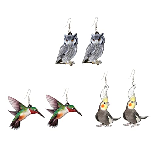 Holibanna 3 Paare Acryl Vogel Ohrringe Damenmodisch Kreativ Leicht Elegant Ohrhänger Geschenkidee für Geburtstag Hochzeit Valentinstag von Holibanna