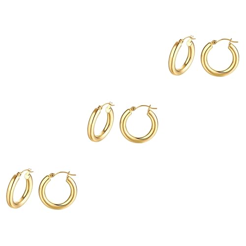 Holibanna 3 Paare Creolen kolczyki damskie ohrringe für frauen Herrenohrring Ohrstecker aus Sterlingsilber für Damen Männer Ohrringe Ohrschmuck Damen Ohrringe westlicher Stil kleiner Kreis von Holibanna