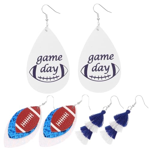 Holibanna 3 Paare Mehrlagige PU Rugby Ohrringe mit Wasserfall Quasten Drop Ohrringe für Mädchen Sport Fan Schmuck für Party und Weihnachten Ohraccessoires Holibanna 3 Paare Mehrlagige PU Rugby Ohrringe mit Wasserfall Quasten Drop Ohrringe für Mädchen Sport Fan Schmuck für Party und Weihnachten Ohraccessoires von Holibanna
