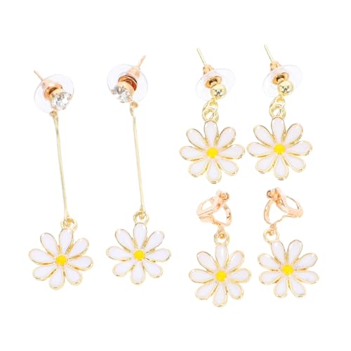 Holibanna 3 Paare Ohrstecker und Ohrclips Damen Modeschmuck mit Zartem Blumen design Langlebig Vielseitig Kombinierbar für Alltag und Besondere Anlässe von Holibanna