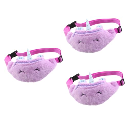 Holibanna 3 STK Einhorn-Gürteltasche Reisegeldbörse Kinder Einhorn-Hüfttasche Reise-Umhängetaschen Baby geldbörse Bauchtasche Brusttasche niedlich Schultertaschen Mädchen Plüsch Violett von Holibanna