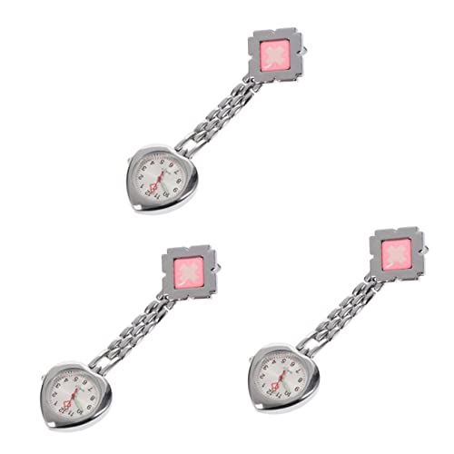 Holibanna 3 STK Taschenuhr Frauen Uhren Damenuhren für Damen Uhr mit Quarzwerk Ansteckuhr für Krankenschwestern medizinische Brustuhr Leuchtend Anschauen Schwesterntisch Aluminiumgehäuse von Holibanna