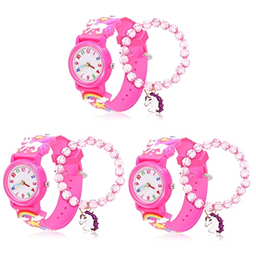 Holibanna 3 Sätze Anschauen Jungen Armbänder Mädchenuhren Jungenanzüge Digitale Armbanduhr Digitaluhr Cartoon-Uhr Armbanduhr für Mädchen Anzahl einstellen Perlen Kind Uhr: Plastikspiegel von Holibanna