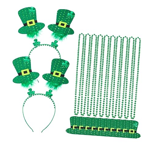 Holibanna 3 Sätze irische Halskette Kleeblatt-Bopper St. Patricks Day Schmuck Haarbänder Halsketten Foto-Requisiten st. Patricks Day Halskette Cosplay schmücken Kleidung Yingschi Stirnband von Holibanna