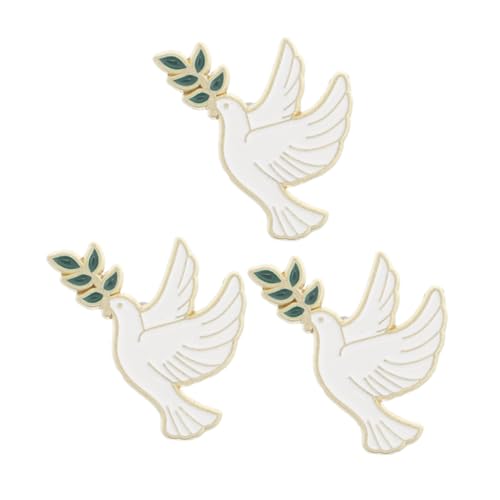 Holibanna 3 Stück Friedens Tauben Broschen mit Olivenzweig Edle Legierungs Anstecker für Kleidung Pullover Jacken Vielseitige Vogel Lapel Pins als Modisches Accessoire für Damen und Herren von Holibanna