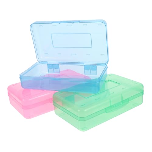 Holibanna 3 Stück Große Transparente Stiftebox mit Deckel Stapelbarer Kunststoff Organizer Geräumige Aufbewahrungsbox für Buntstifte Wachsmalstifte und Marker Praktisches Federmäppchen für von Holibanna