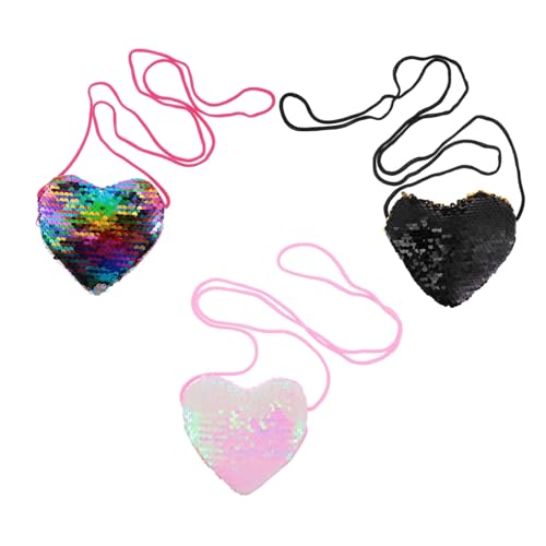 Holibanna 3stücke Teiliges Herzförmiger Glitzer-Geldbeutel Für Damen Trendige Tragbare Wechselgeldtaschen Bunten Farben Für Partys Und von Holibanna